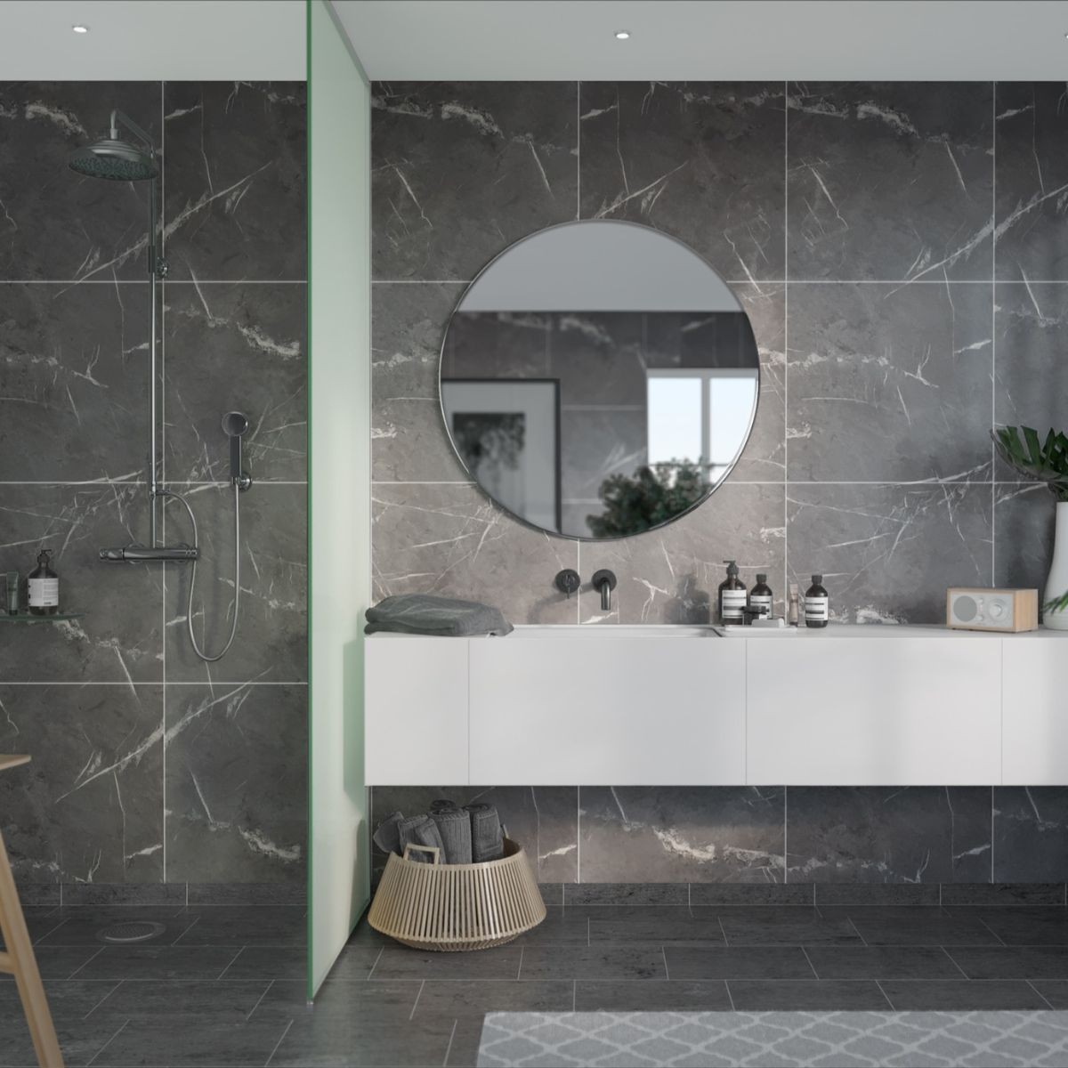 Fibo Black Marble Tile Wall Panel 2400x600mm