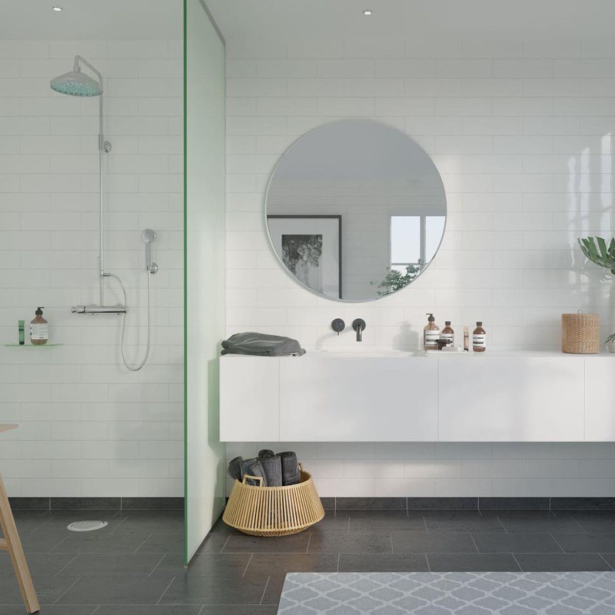 Fibo Denver White Metro Brick Tile Wall Panel 2400x600mm