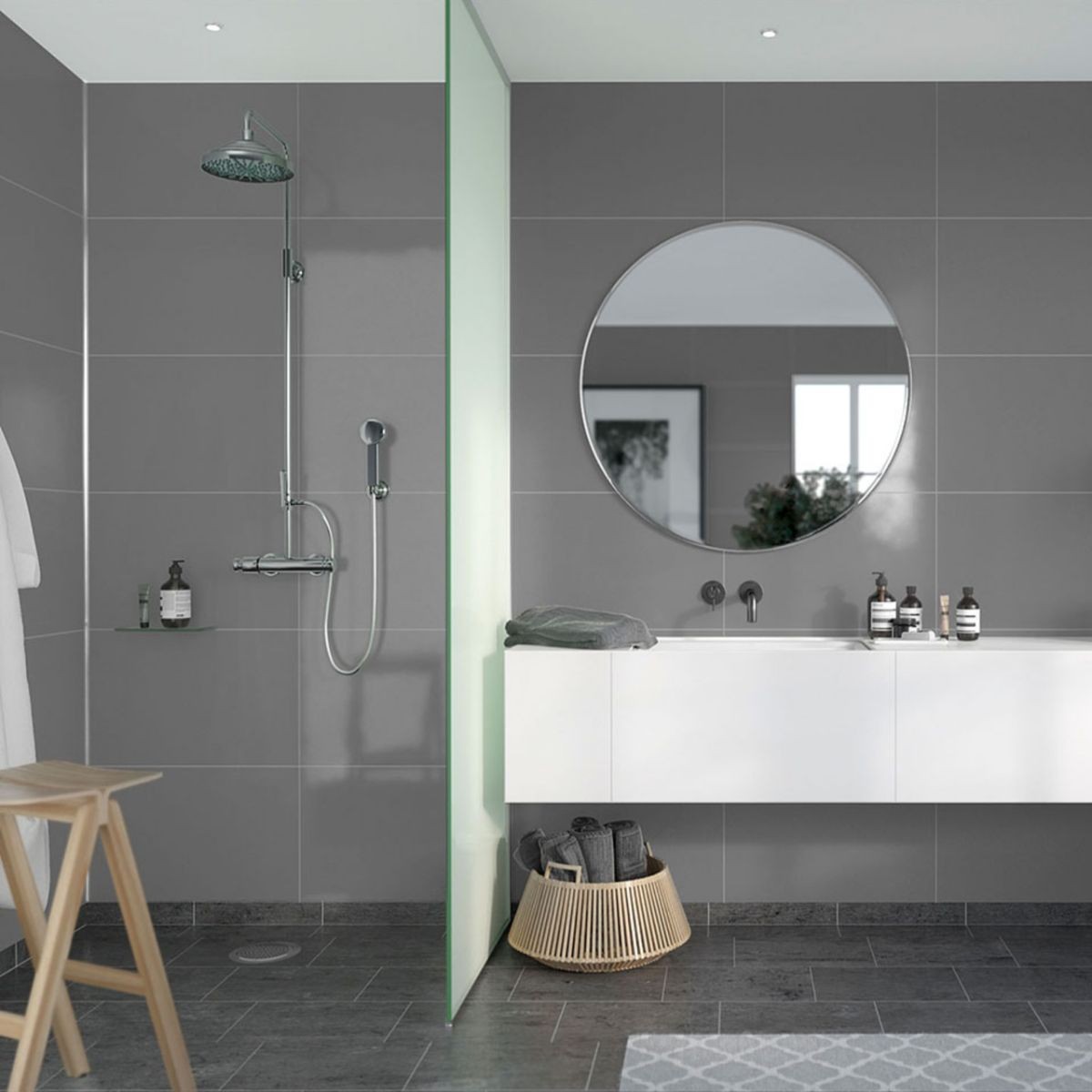 Fibo Medium Grey Tile Wall Panel 2400x600mm