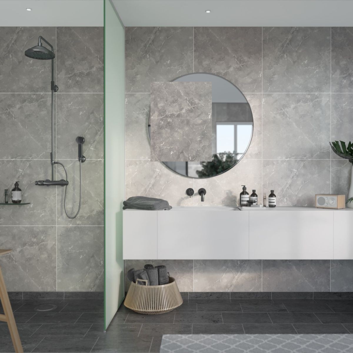 Fibo Grey Marble Tile Wall Panel 2400x600mm