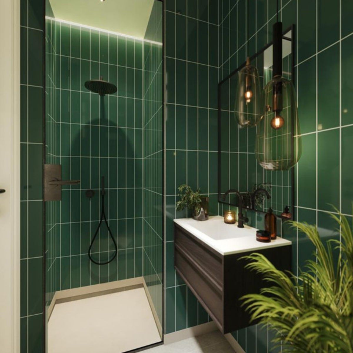 Fibo Bottle Green Stack Subway Wall Tile Panel 2400x600mm