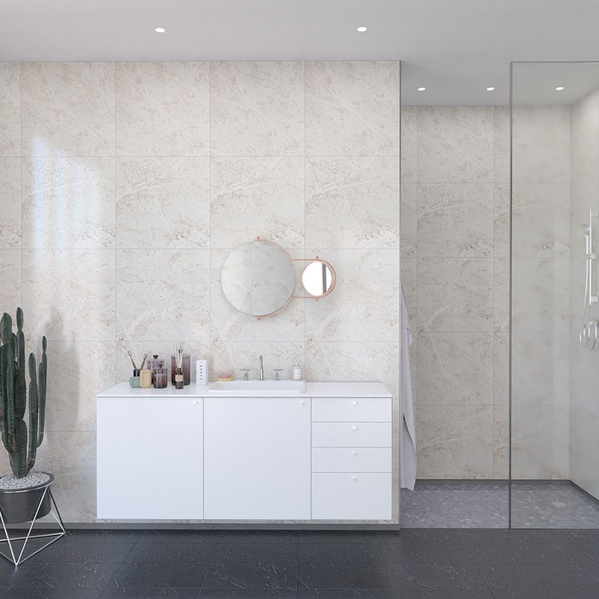 Fibo White Marble Tile Wall Panel 2400x600mm