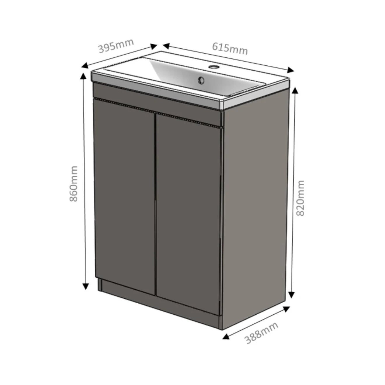Gemini Matt Dark Bue Vanity Unit & Basin 600mm