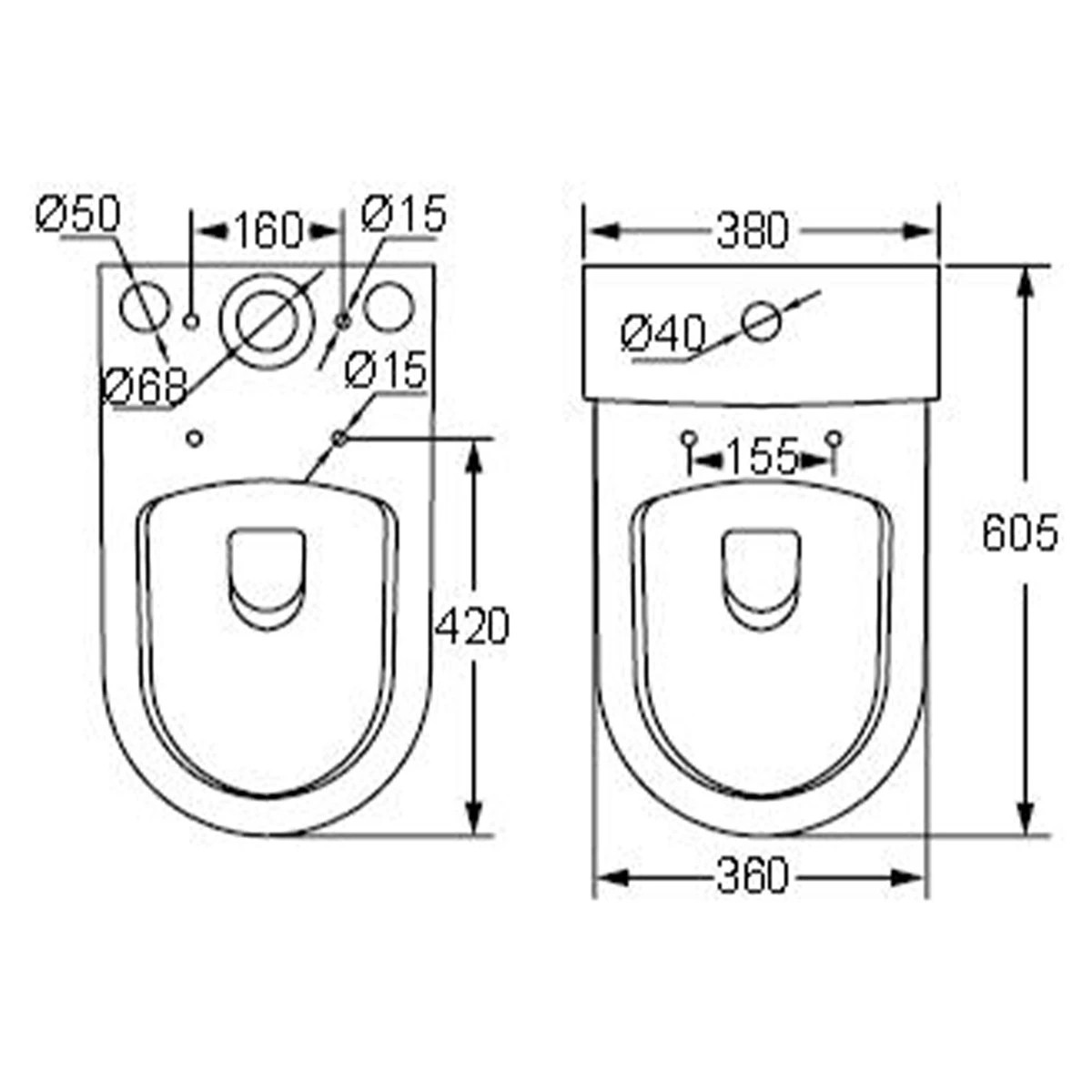 Croft Rimless Open Back Comfort Height Close Coupled Pan with Cistern & Soft Close Seat