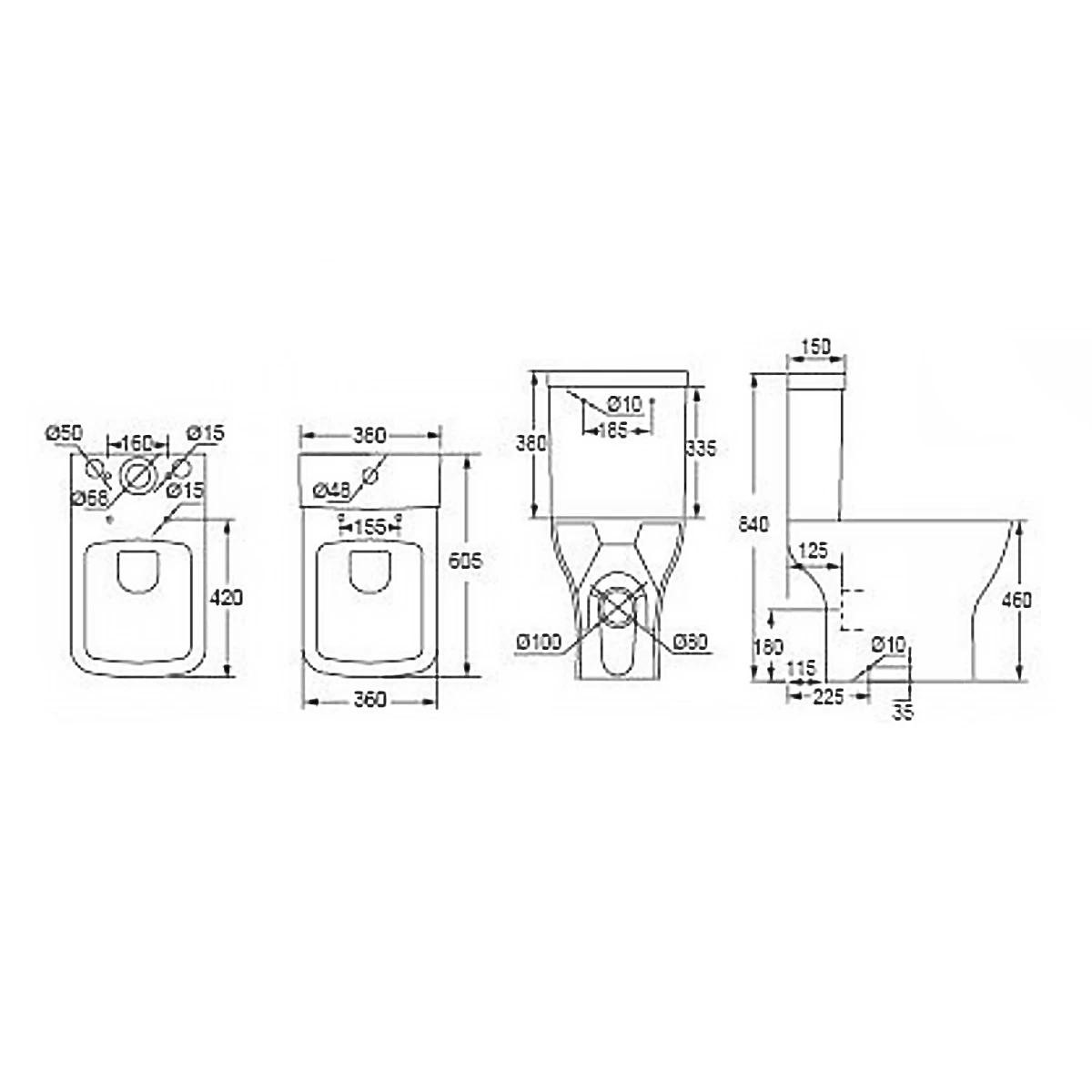 Lydford Rimless Comfort Height Close Coupled Pan with Cistern & Soft Close Seat