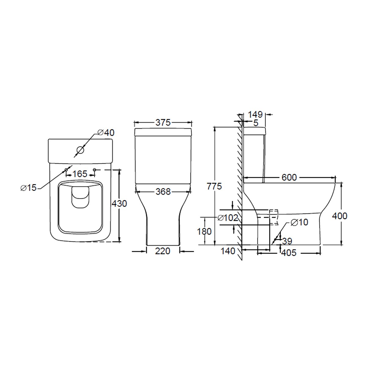 Lydford Close Coupled Pan with Cistern & Soft Close Seat
