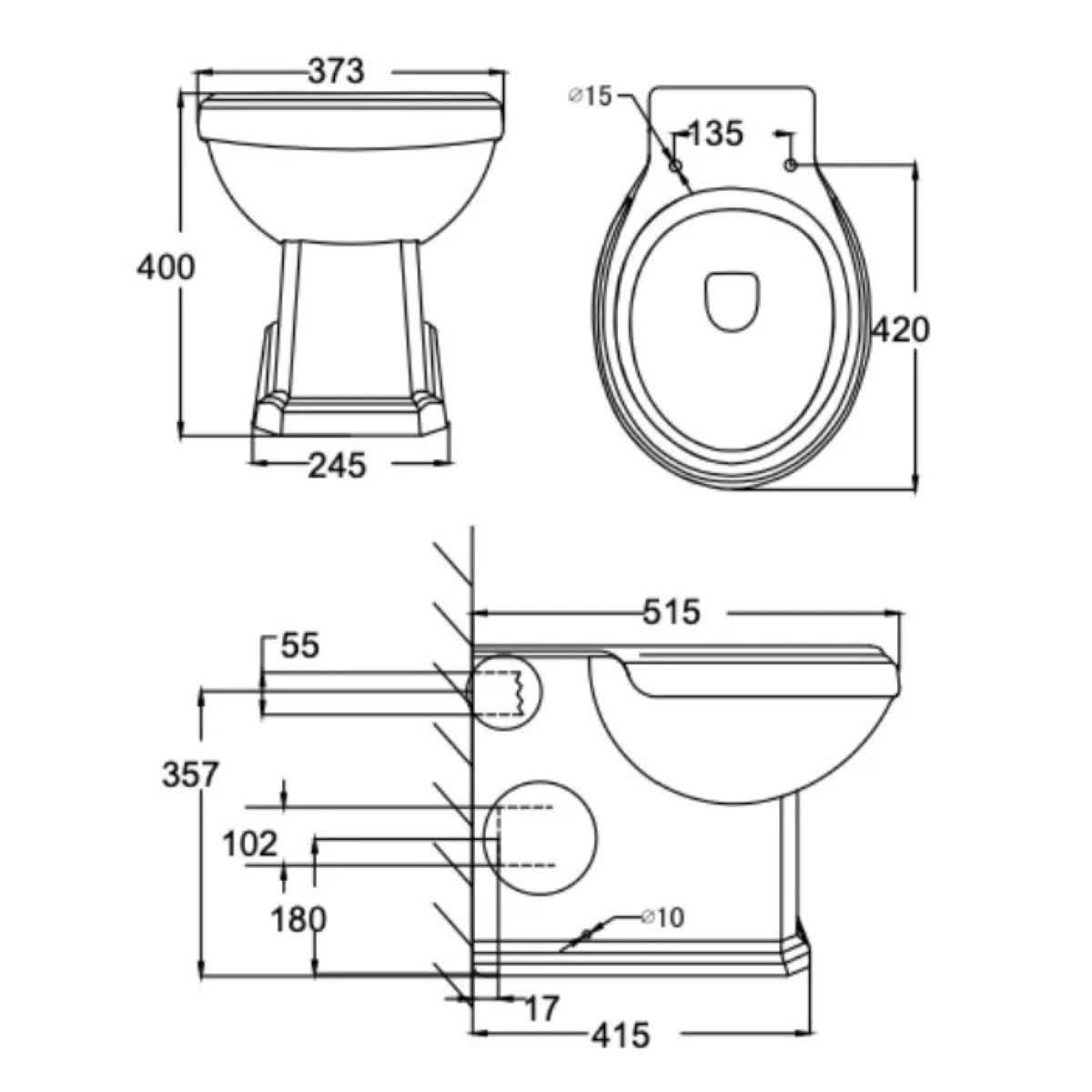 Oxford Back To Wall Pan & Dust Grey Soft Close Seat