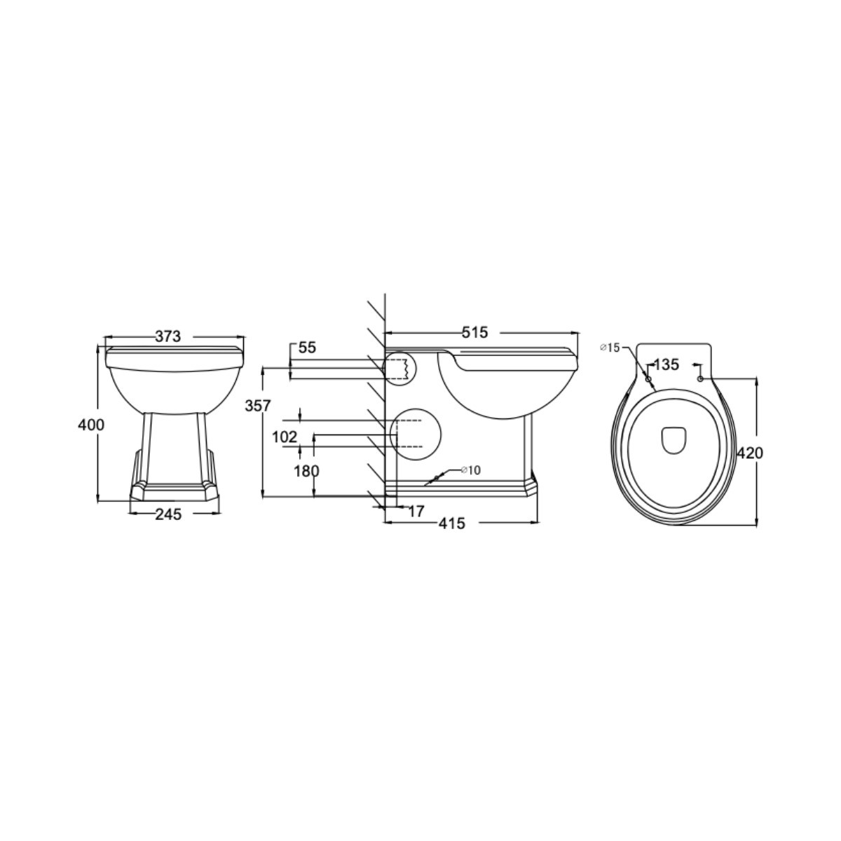Oxford Back To Wall Pan with White Soft Close Seat