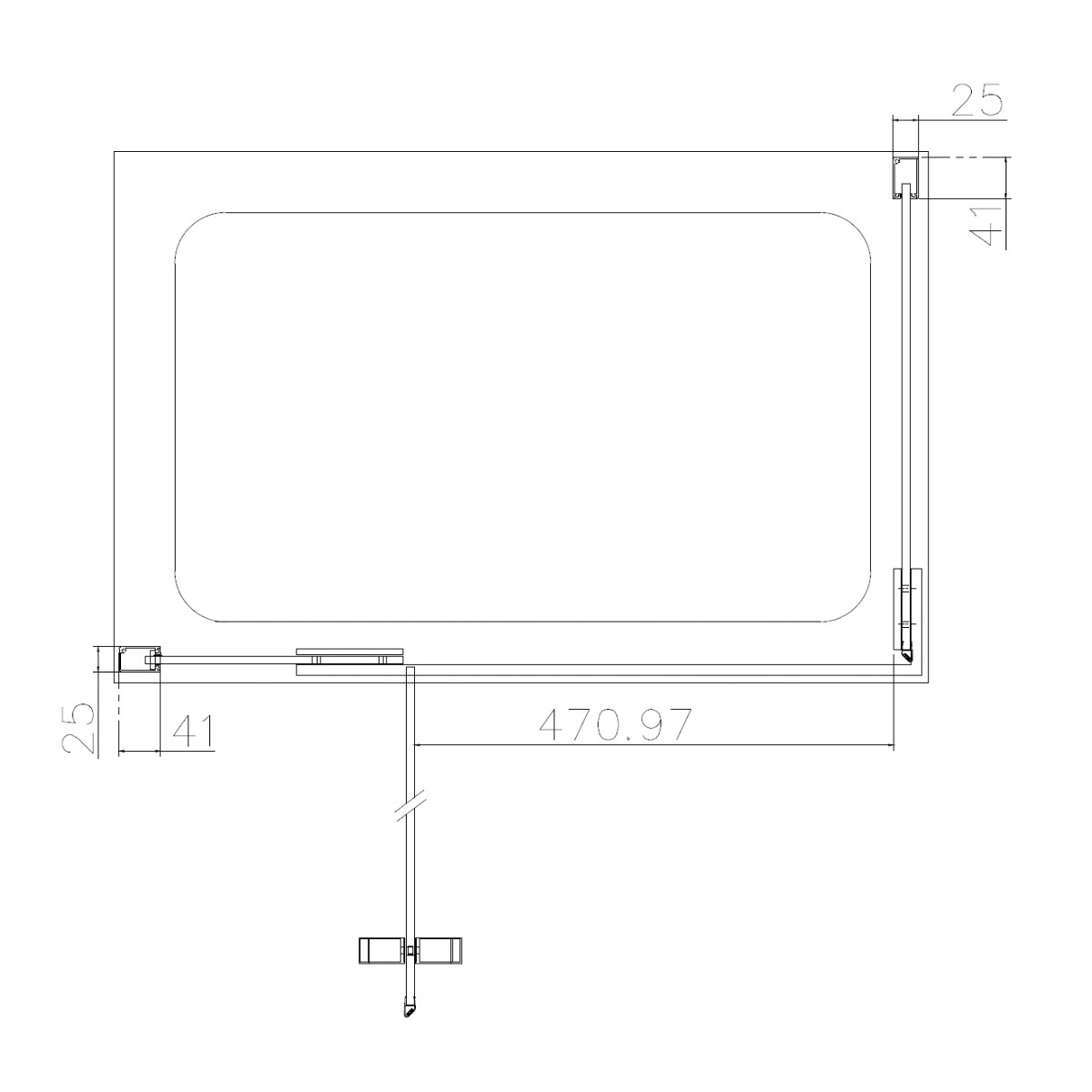 Dilusso 8mm Brushed Brass Frameless Hinged Corner Door 800mm