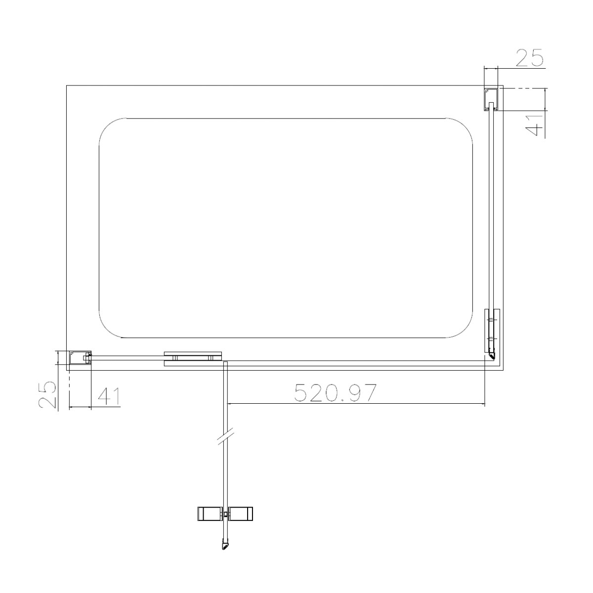 Dilusso 8mm Chrome Frameless Hinged Corner Door 900mm
