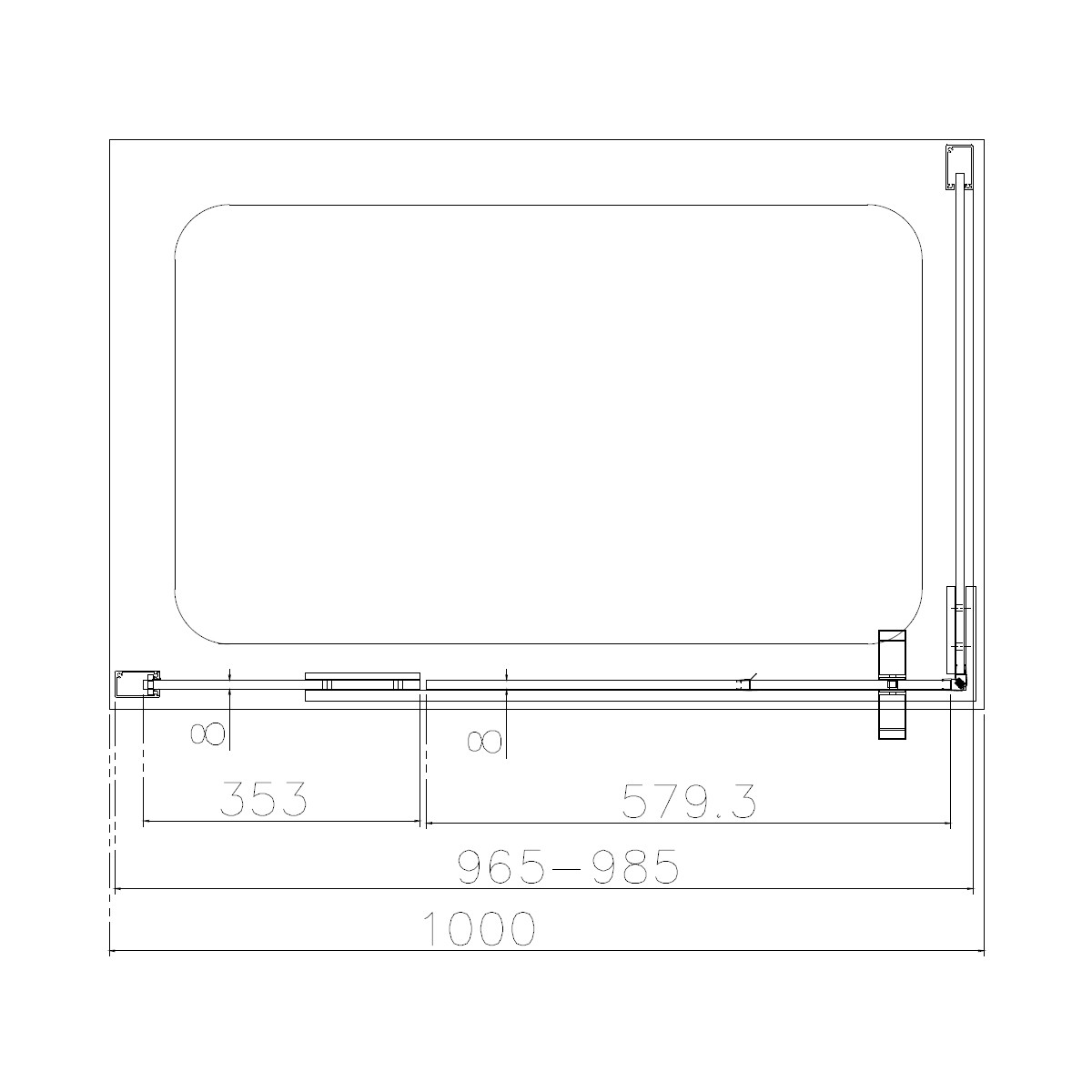 Dilusso 8mm Chrome Frameless Hinged Corner Door 1000mm