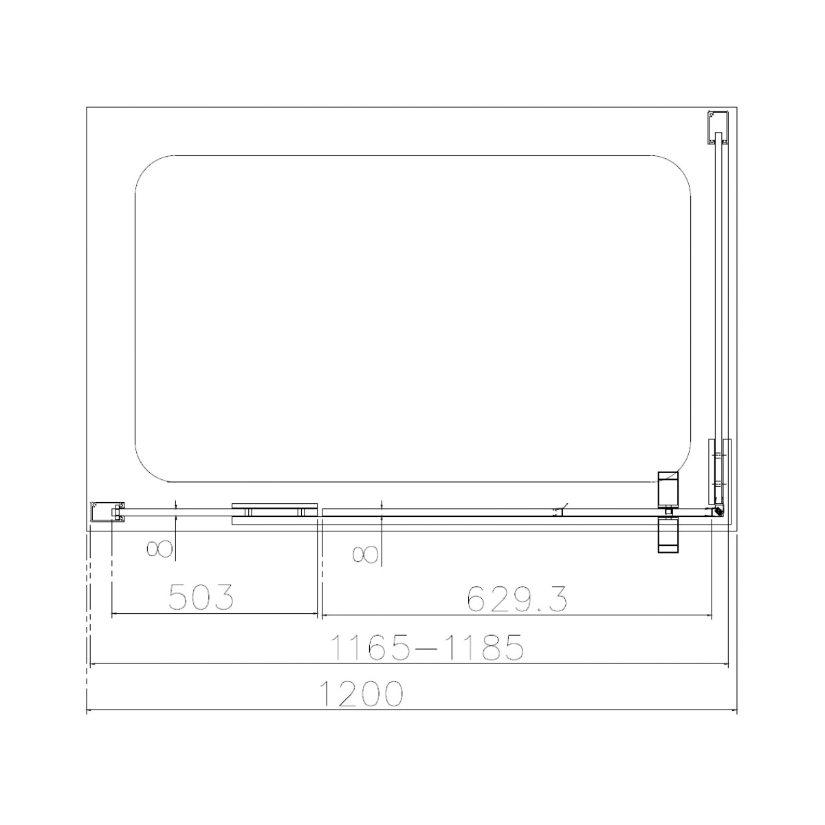 Dilusso 8mm Brushed Brass Frameless Hinged Corner Door 1200mm