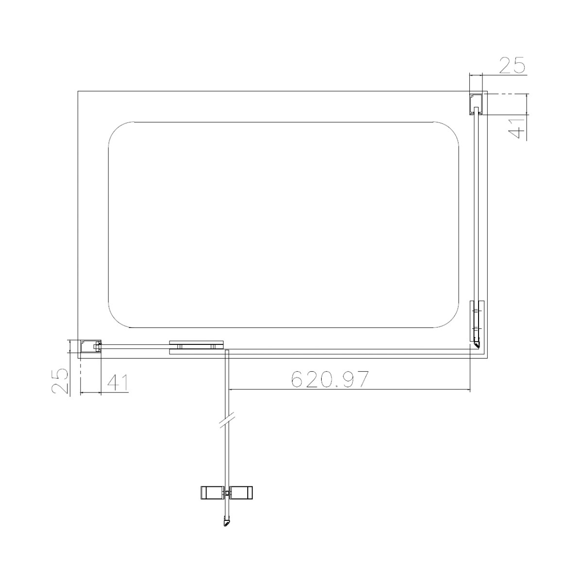 Dilusso 8mm Matt Black Frameless Hinged Corner Door 1200mm
