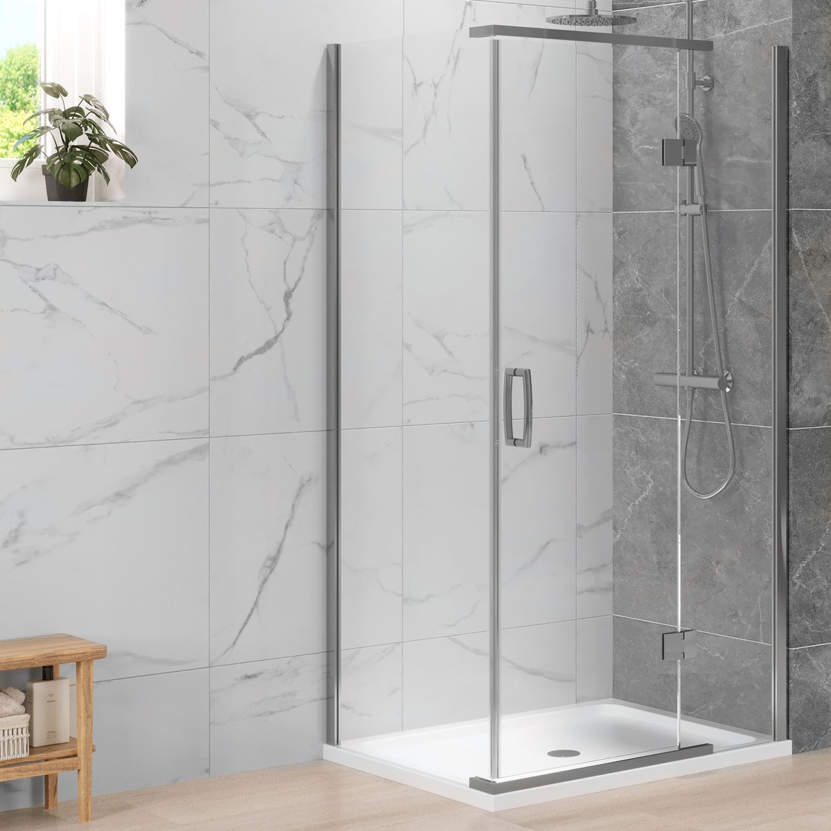 Dilusso 8mm Chrome Frameless Side Panel for Hinged Corner Door 760mm