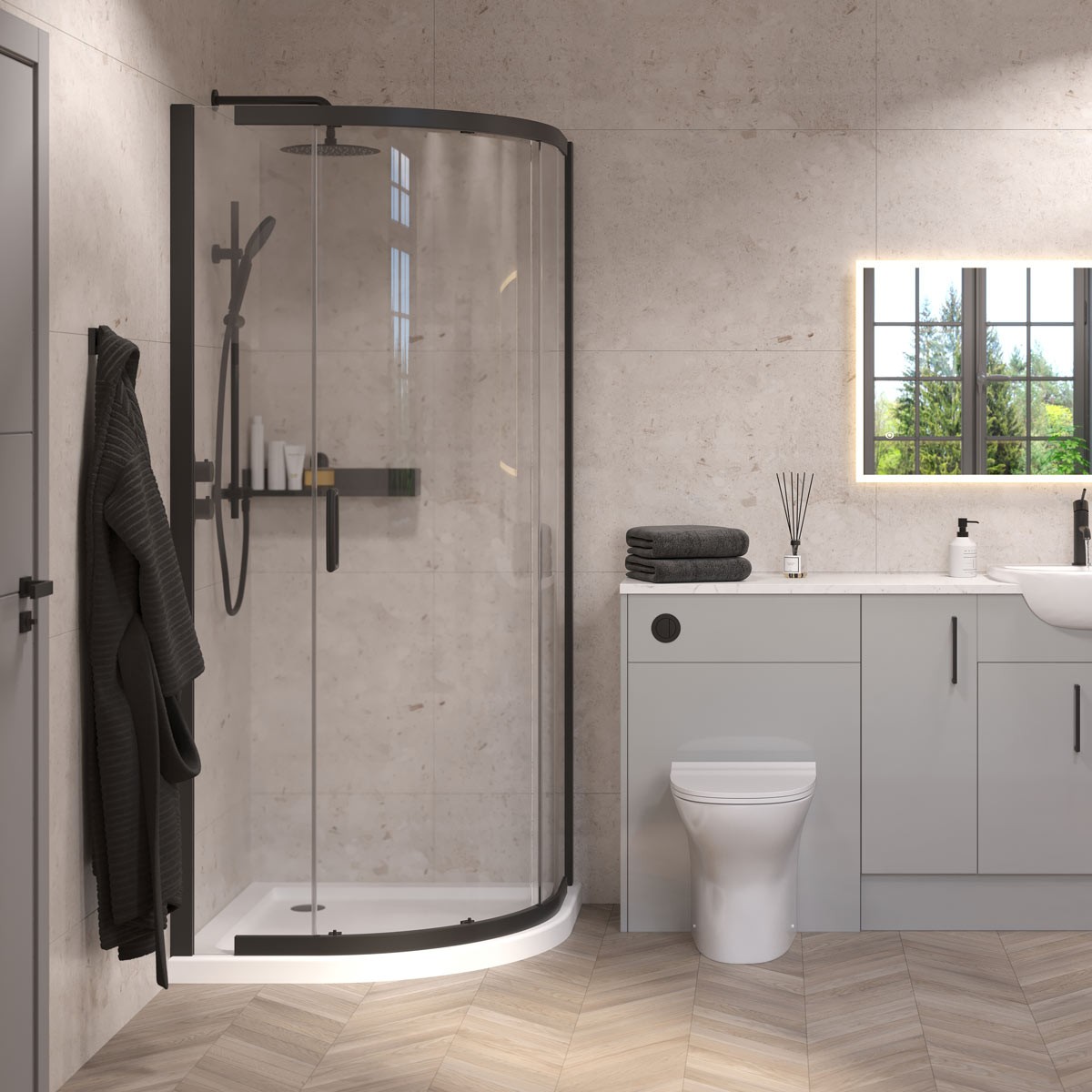Dilusso 8mm Matt Black Frameless Quadrant Enclosure 900x900mm