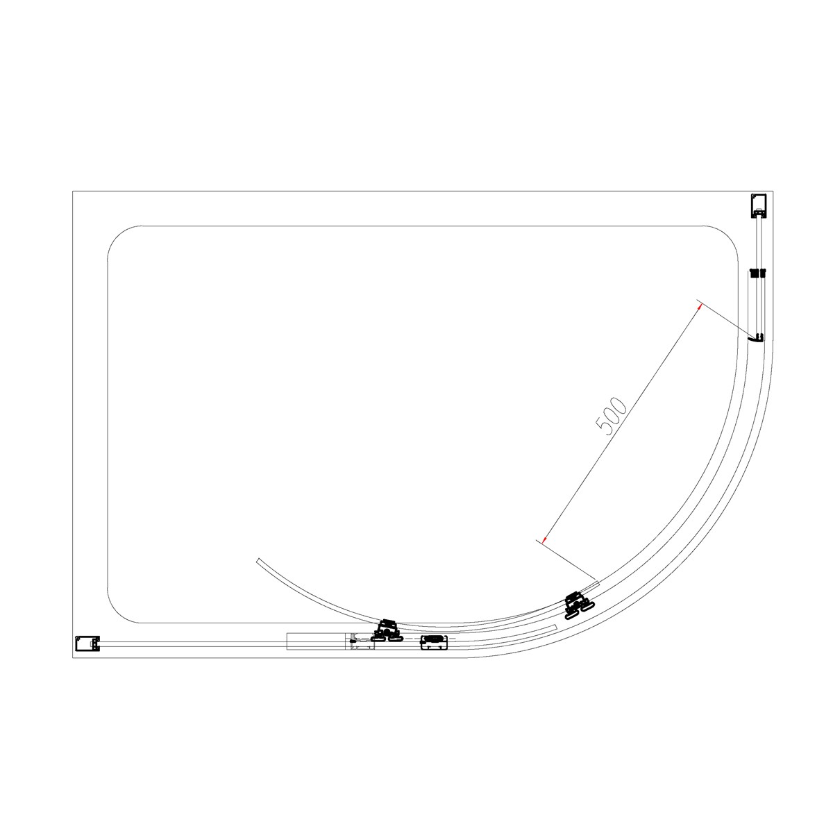Dilusso 8mm Chrome Frameless Offset Quadrant Enclosure 1200x800mm