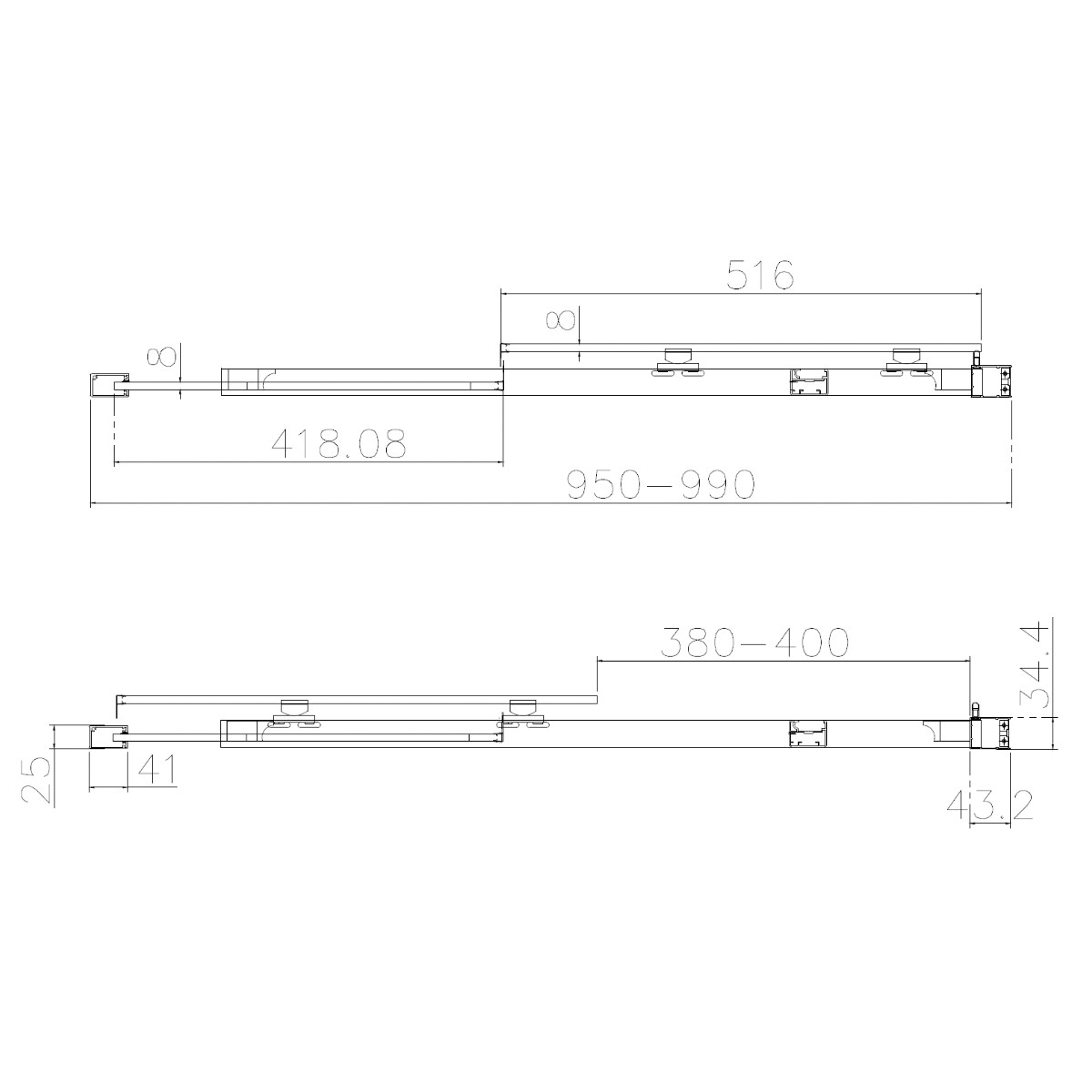 Dilusso 8mm Matt Black Frameless Sliding Corner Door 1000mm