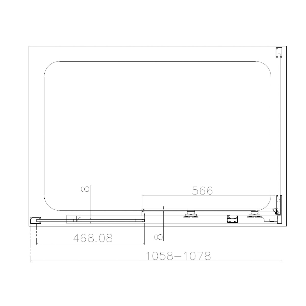 Dilusso 8mm Chrome Frameless Sliding Corner Door 1100mm