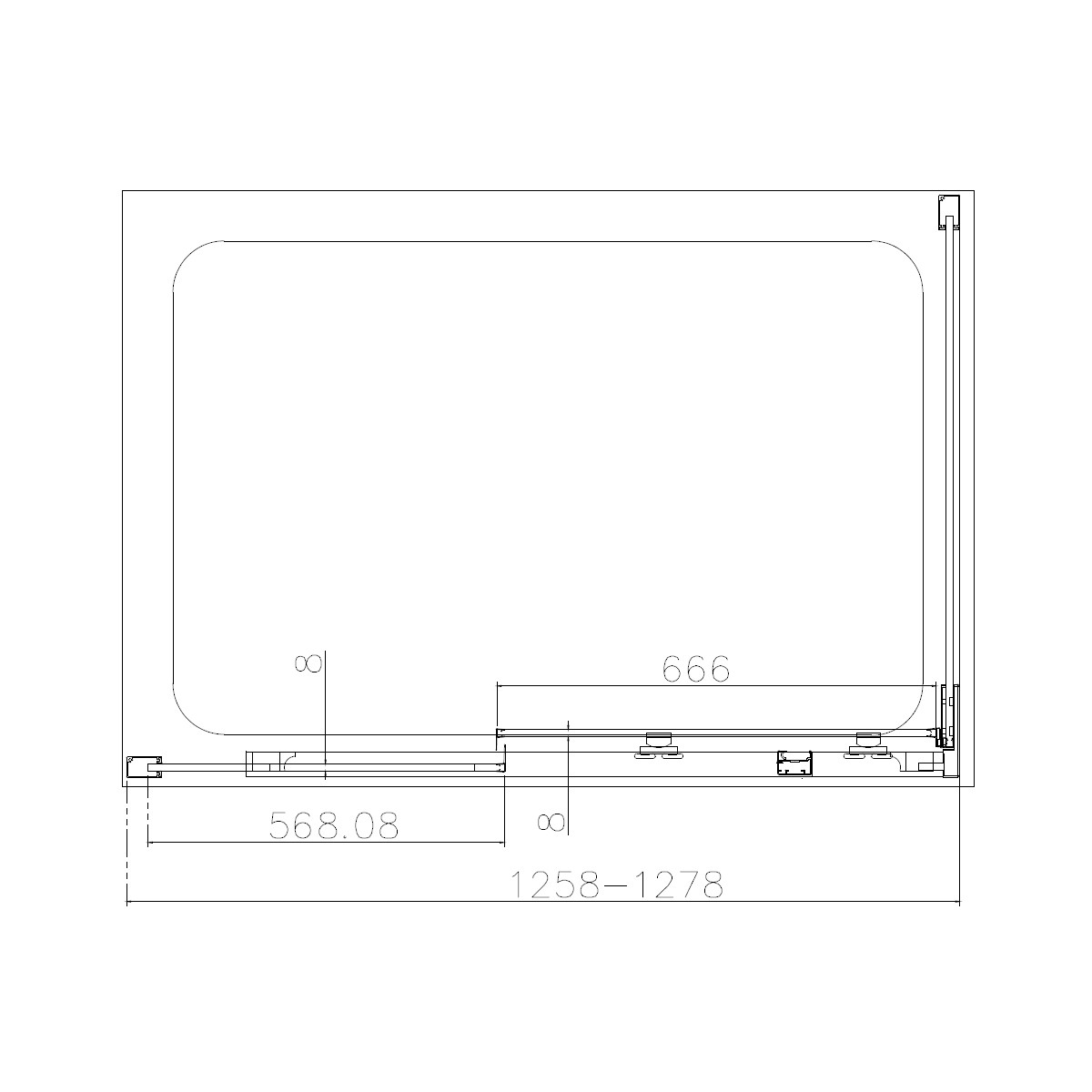 Dilusso 8mm Chrome Frameless Sliding Corner Door 1300mm