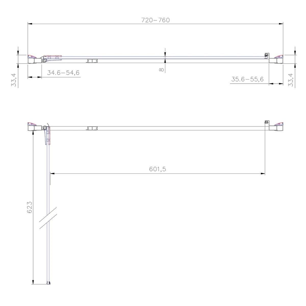 Emerald 8mm Chrome Hinged Shower Door 760mm