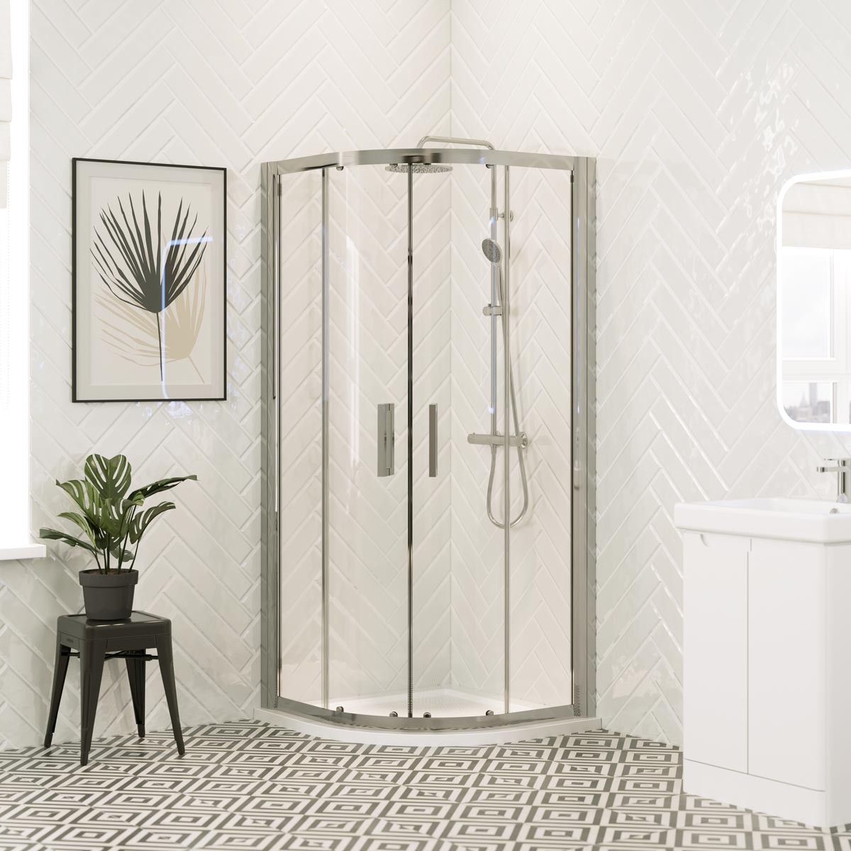Emerald  8mm Chrome Quadrant Shower Enclosure 800x800mm