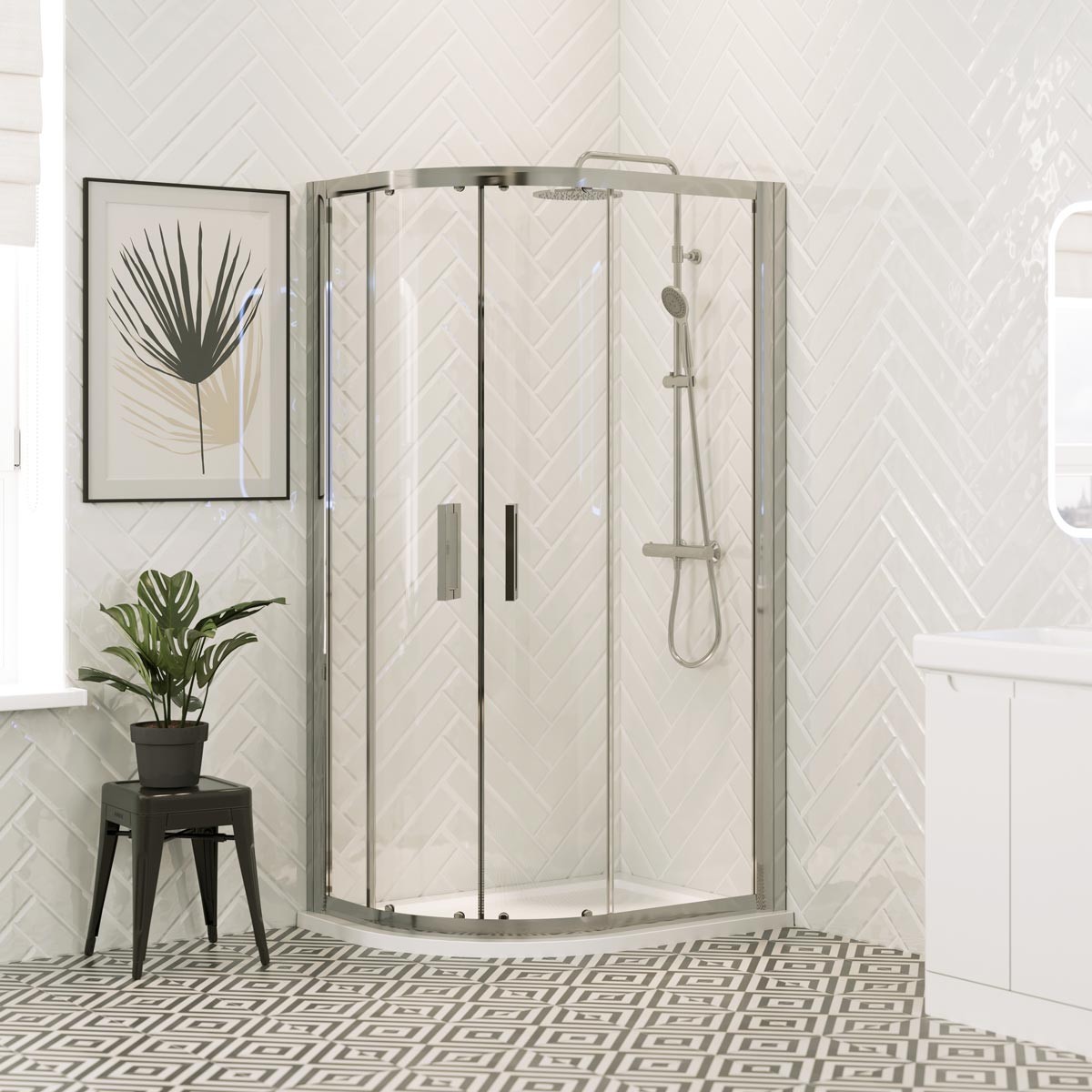 Emerald 8mm Chrome Offset Quadrant Shower Enclosure 1200x800mm
