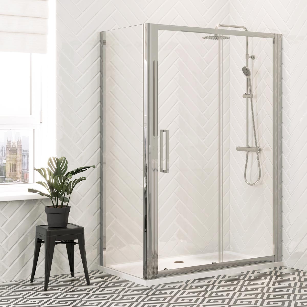 Emerald 8mm Chrome Sliding Shower Door 1200mm