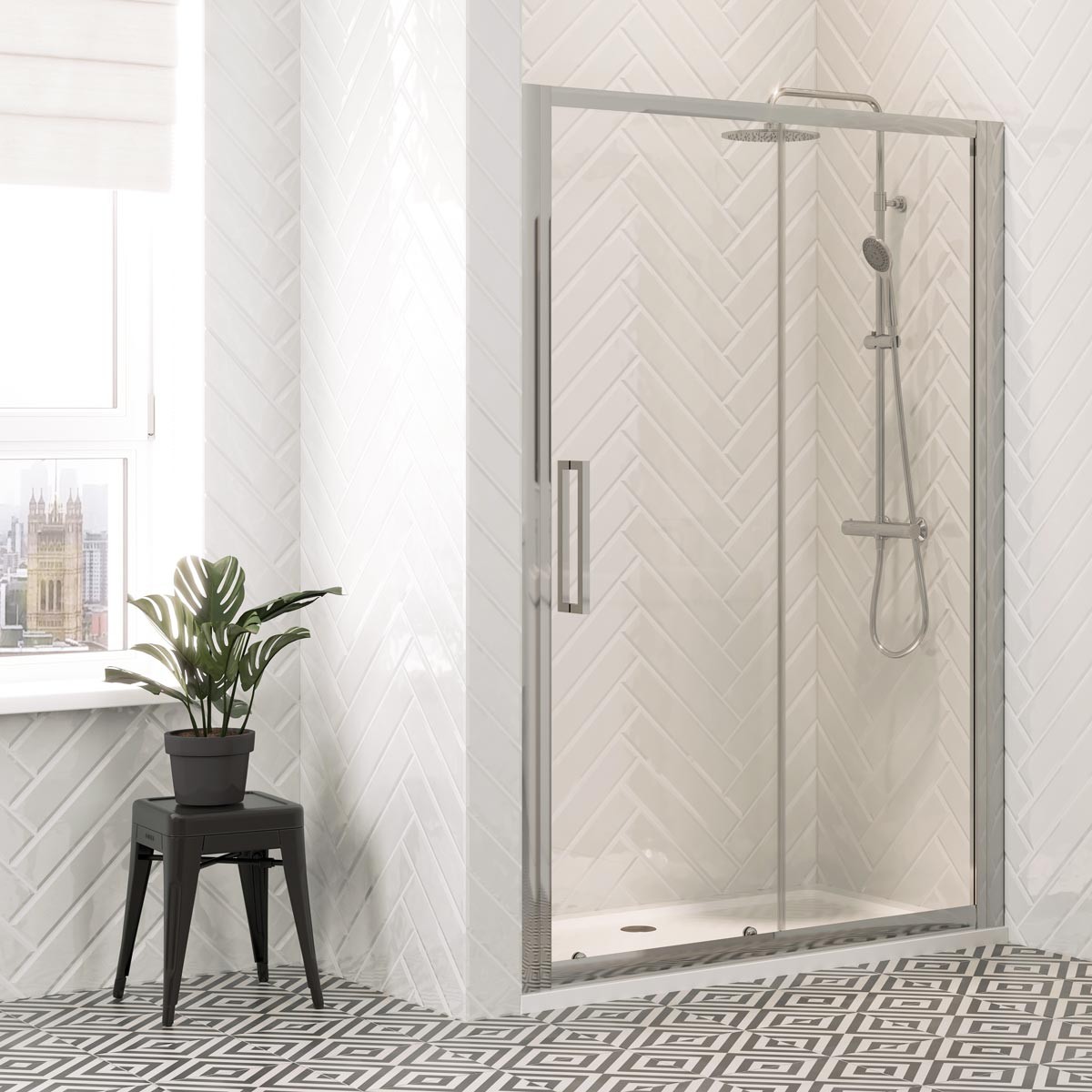 Emerald 8mm Chrome Sliding Shower Door 1200mm