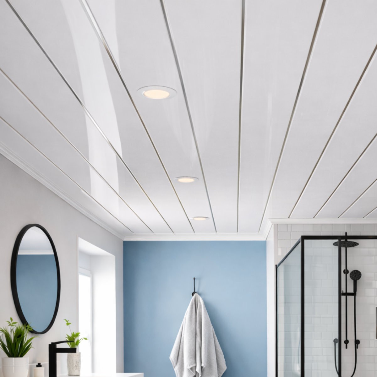 White / Chrome Tongue & Groove Ceiling Panels 2600x250mm (Pack of 4)