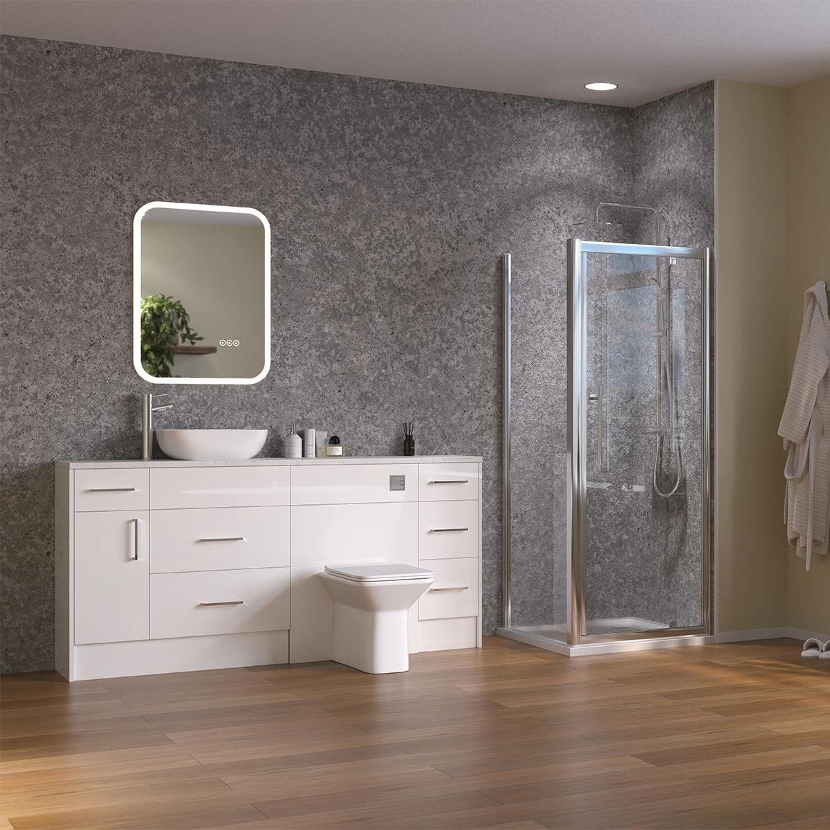 Orion Concrete Grey Matt Tongue & Groove Shower Panel 2400x1000mm