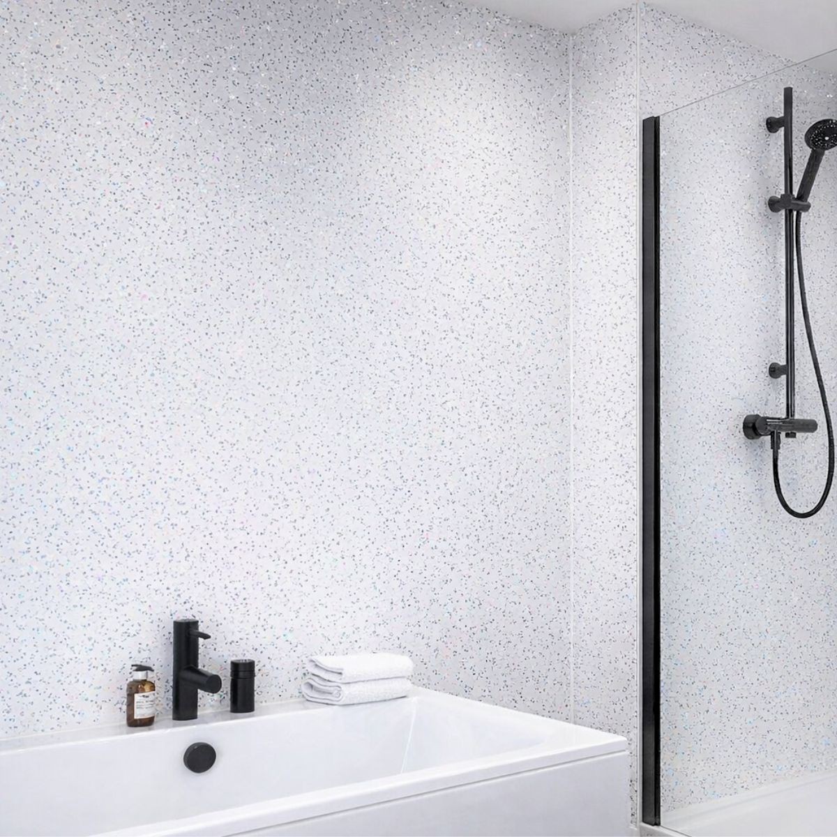 Orion White Sparkle Gloss Tongue & Groove Shower Panel 2400x1000mm