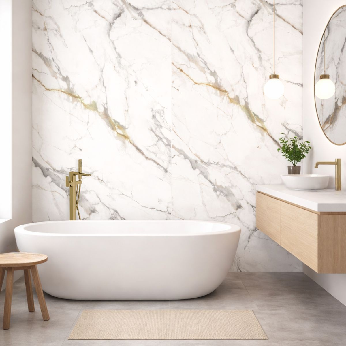 Orion Gold Marble Matt Tongue & Groove Shower Panel 2400x1000mm