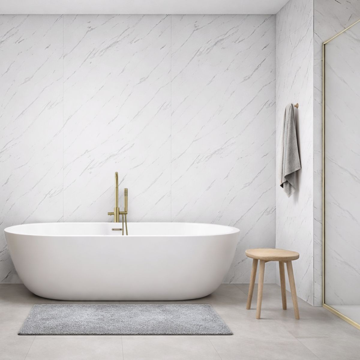 Orion Azure Marble Matt Tongue & Groove Shower Panel 2400x1000mm