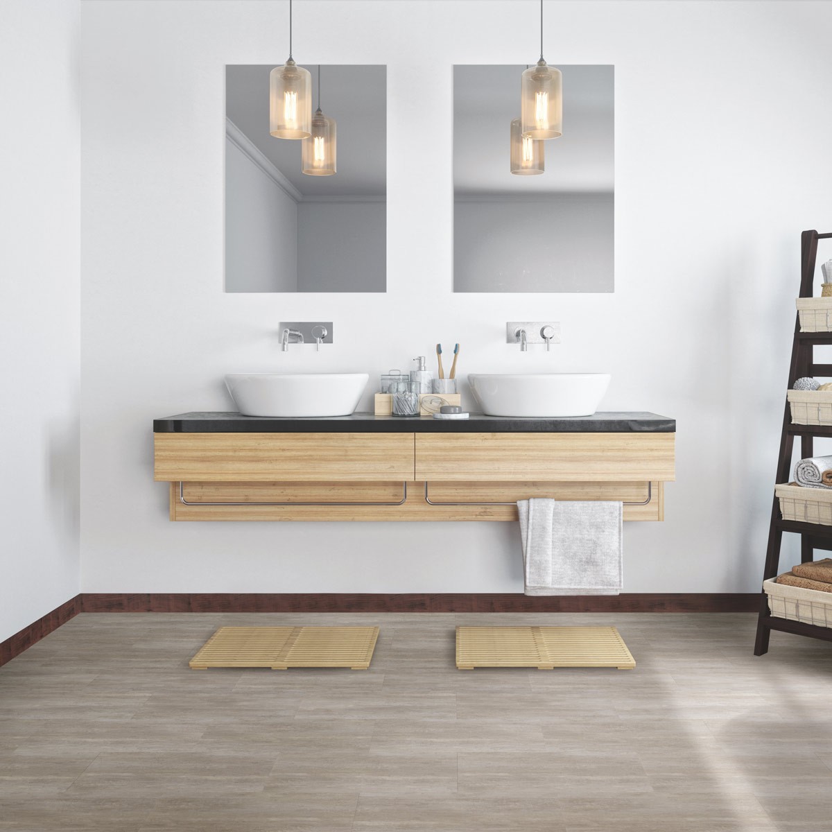 Hydro Step Pearl Grey Tile LVT Flooring