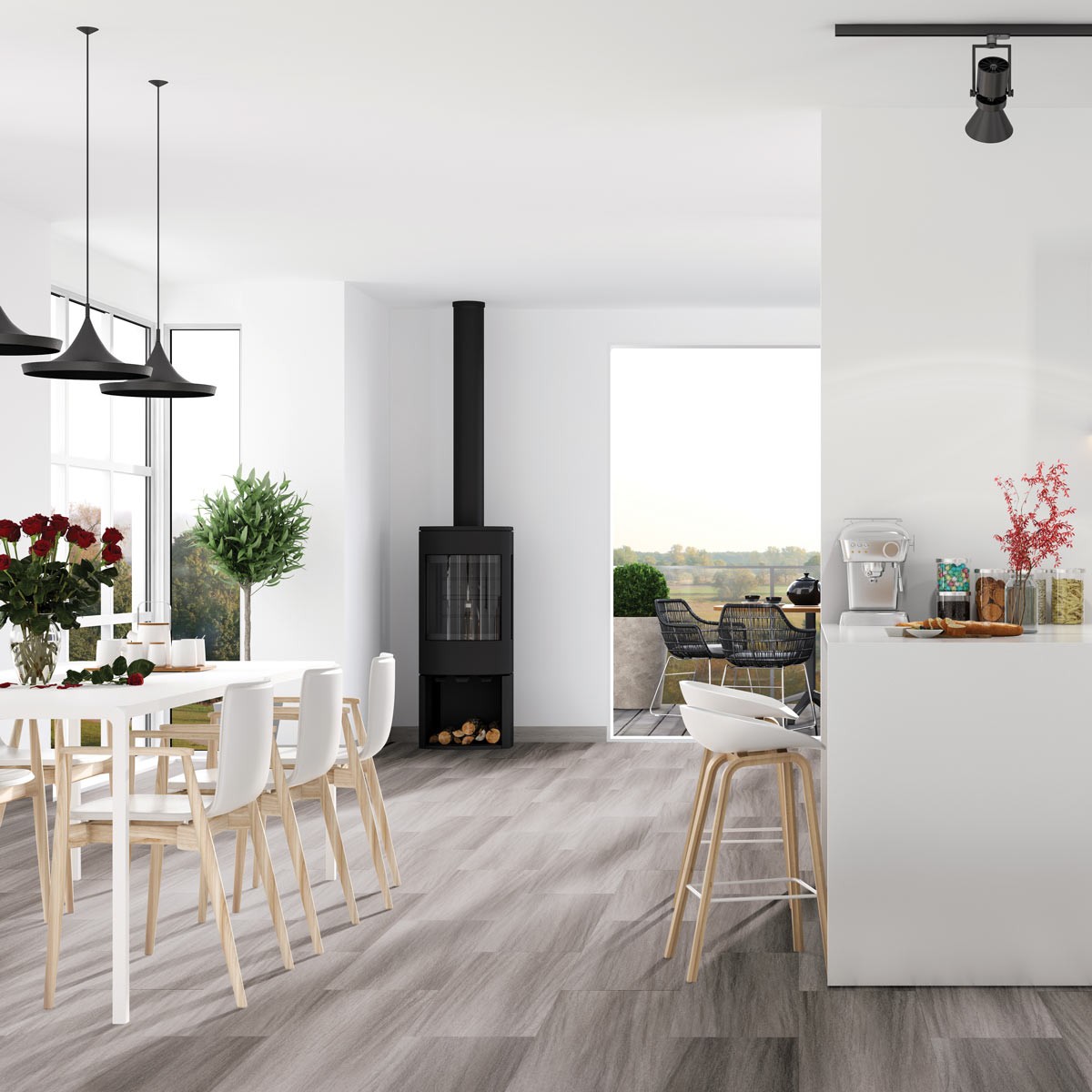 Hydro Step Grey Slate Tile LVT Flooring