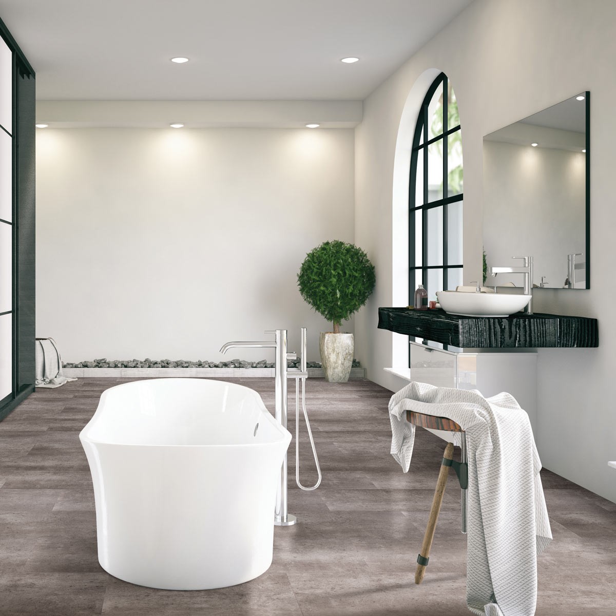 Hydro Step Volcanic Grey Tile LVT Flooring