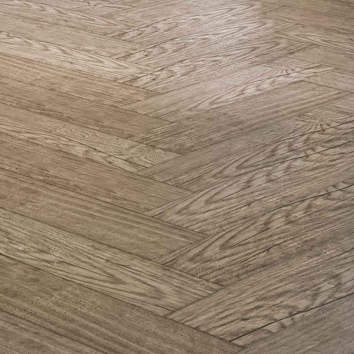Hydro Step Grey Oak Herringbone Wood LVT Flooring