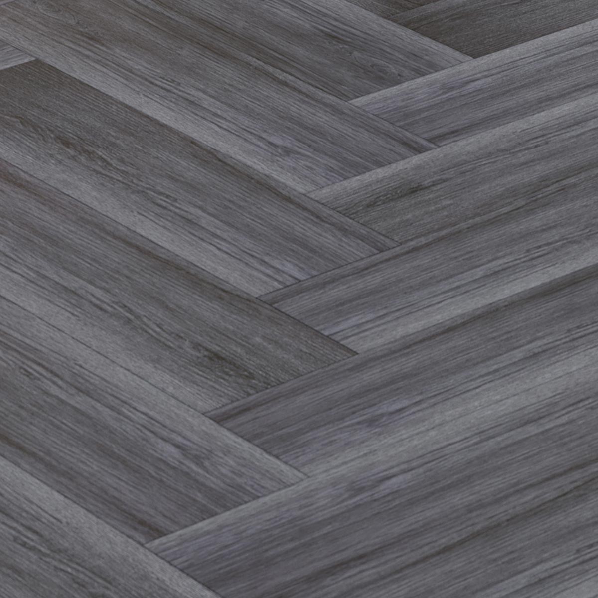 Hydro Step Black Ash Herringbone Wood LVT Flooring