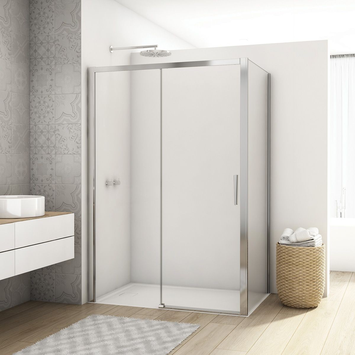 Kudos Divera Chrome Sliding Shower Door 1000mm