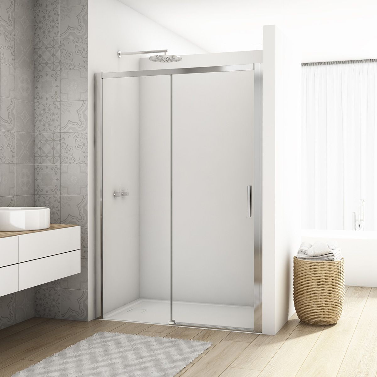 Kudos Divera Chrome Sliding Shower Door 1400mm