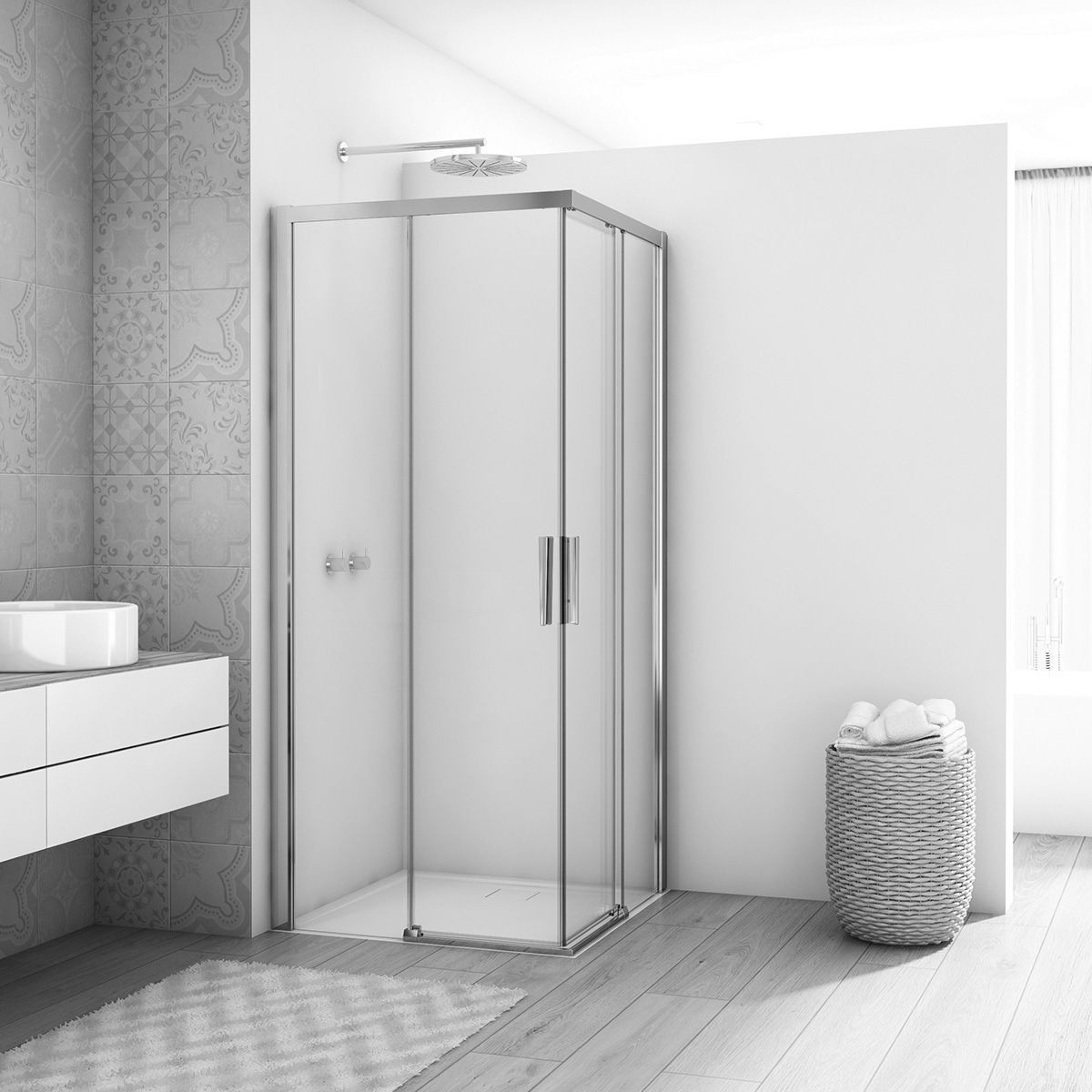 Kudos Divera Chrome Corner Entry Shower Enclosure 900x900mm
