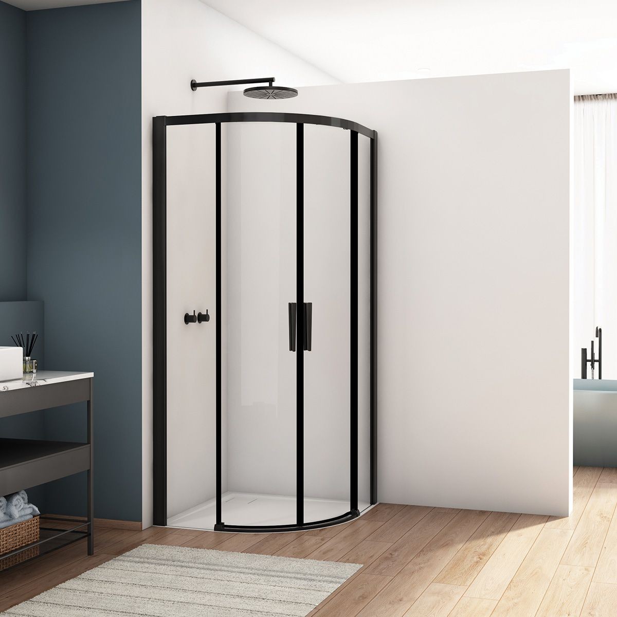 Kudos  Divera Matt Black 2 Door Quadrant Enclosure 800x800mm