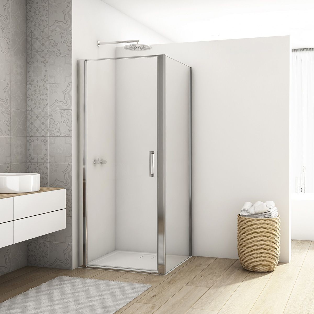 Kudos Divera Chrome Pivot Shower Door 800mm