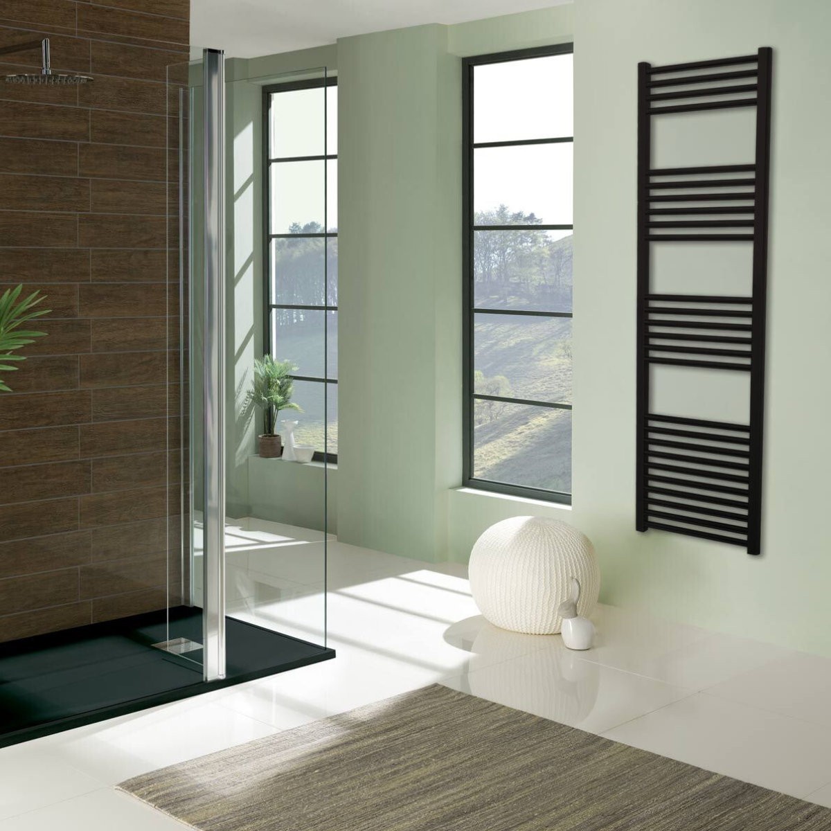 Silea Matt Black Towel Rail Radiator 1000x500mm