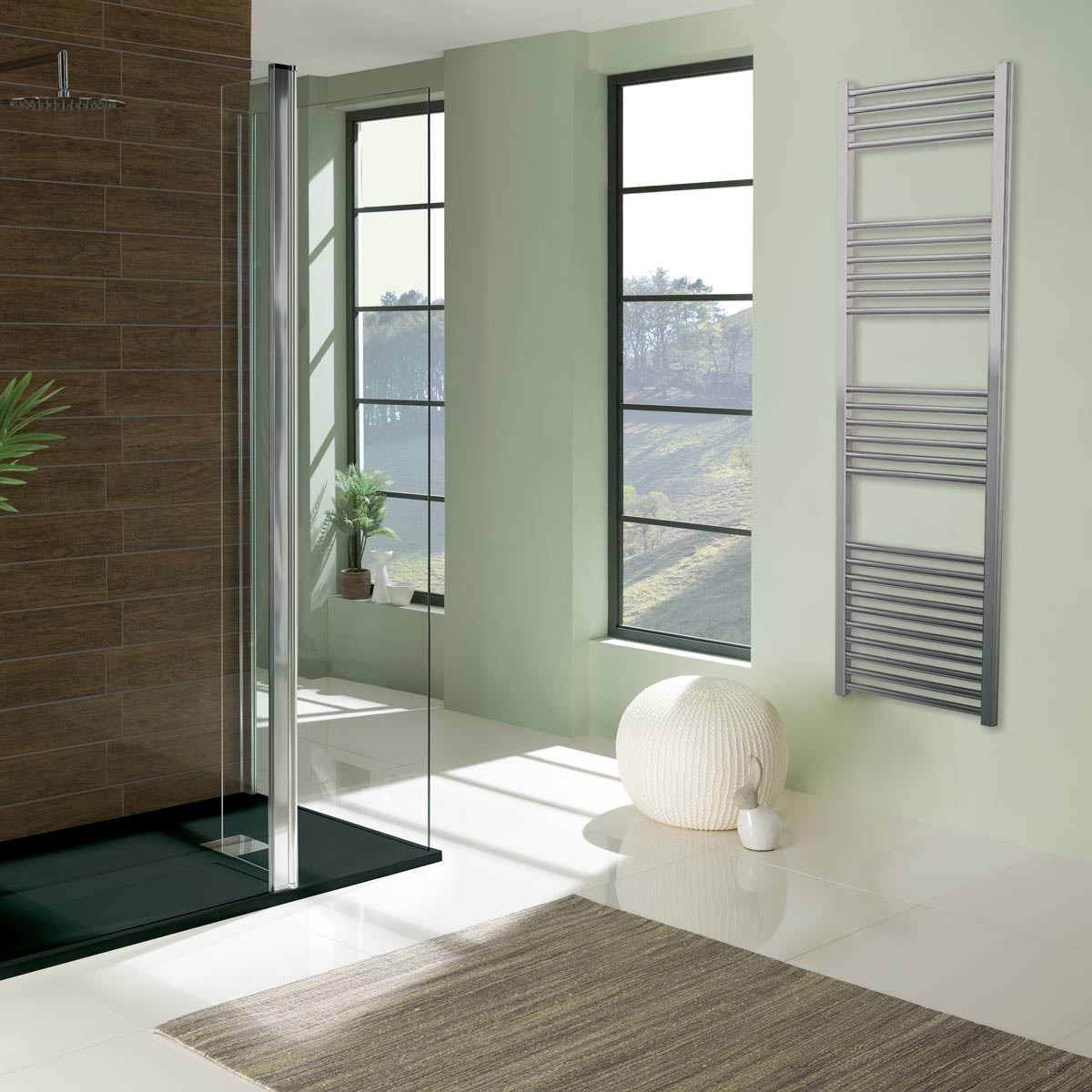 Silea Chrome Towel Rail Radiator 1600x600mm