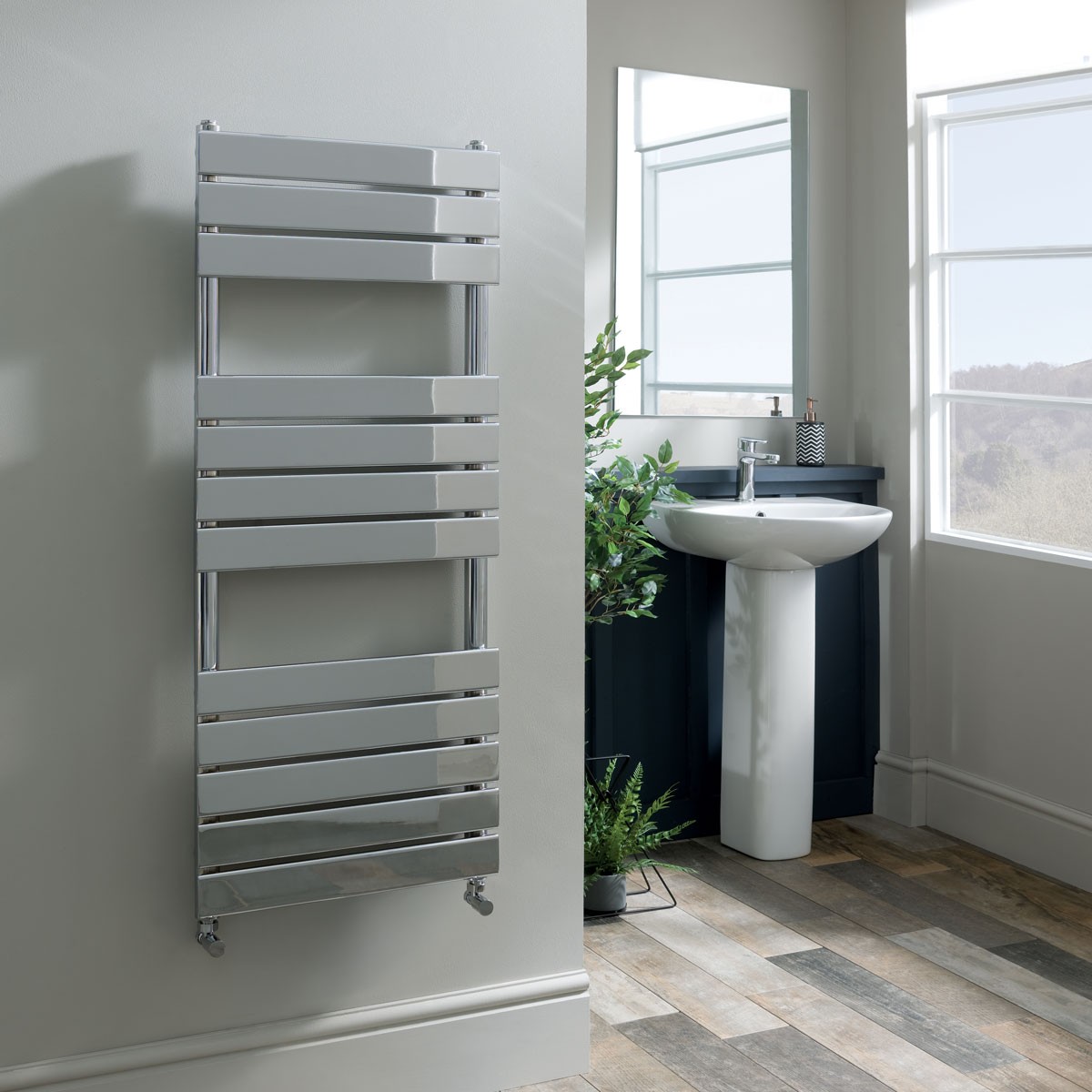Egadi Chrome Designer Towel Rail Radiator 840x500mm