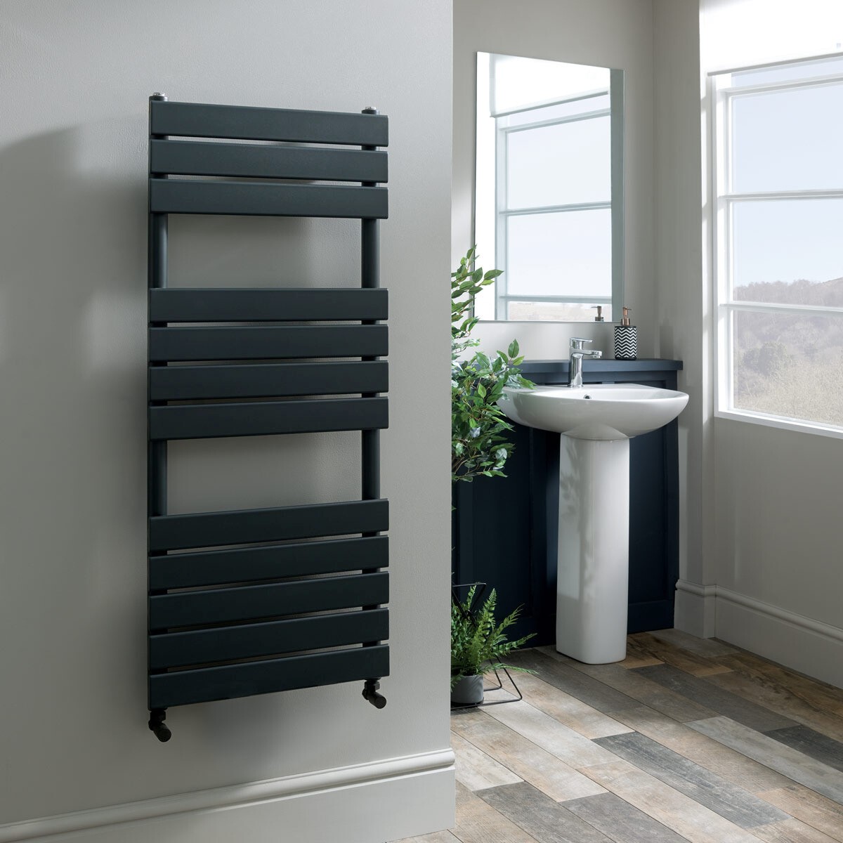 Egadi Anthracite Designer Towel Rail Radiator 840x500mm