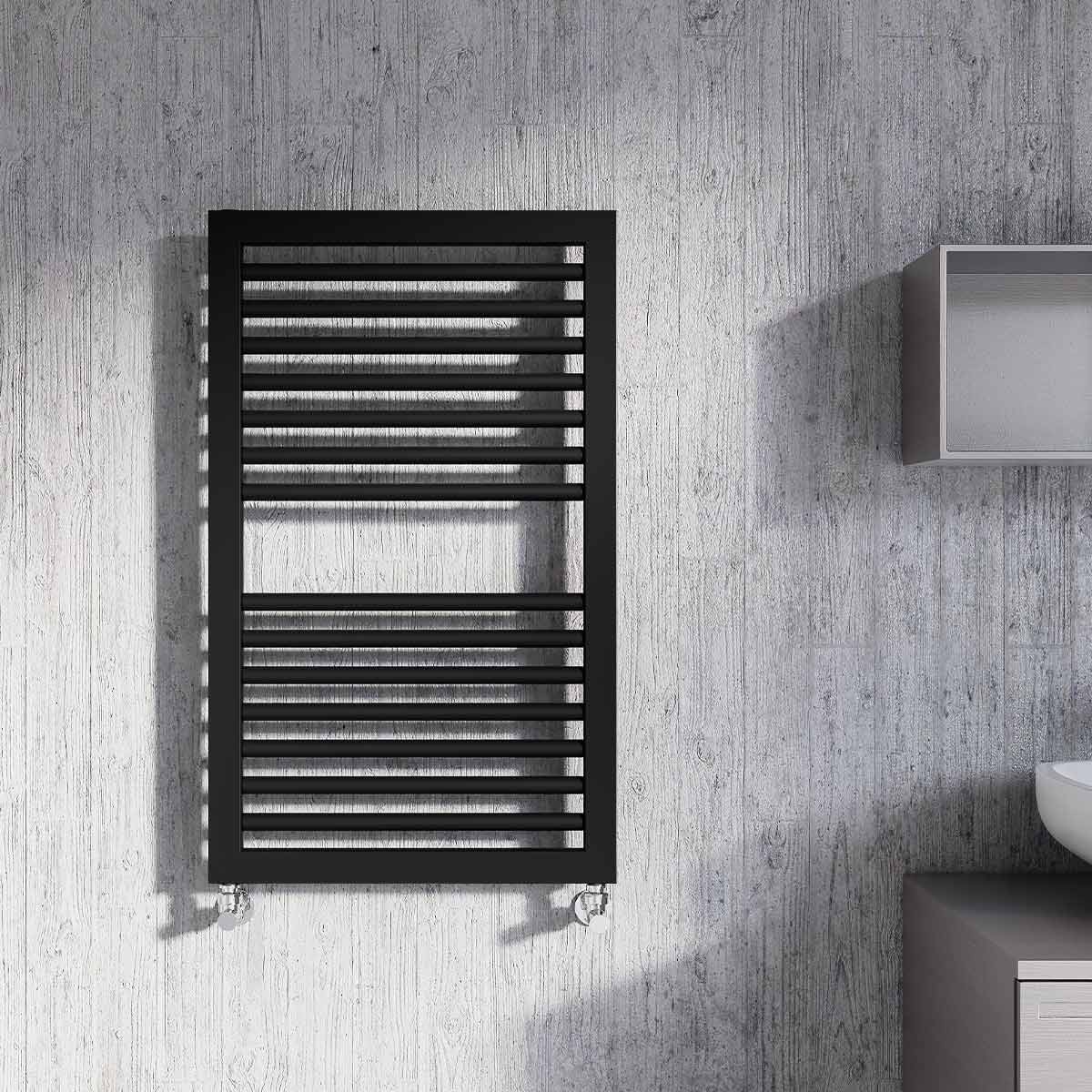 Asti Matt Black Designer Towel Rail Radiator 1228x500mm