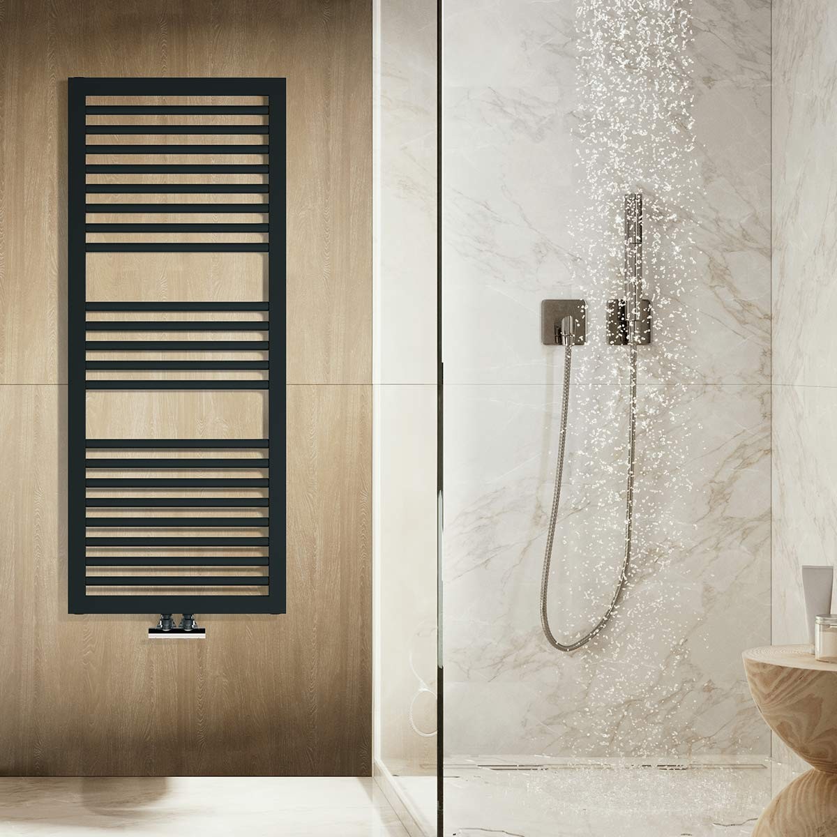 Asti Matt Black Designer Towel Rail Radiator 1813x500mm