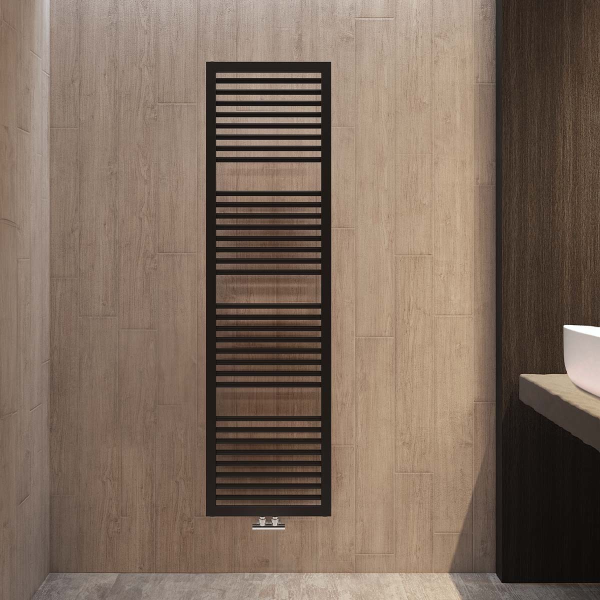 Asti Matt Black Designer Towel Rail Radiator 823x500mm